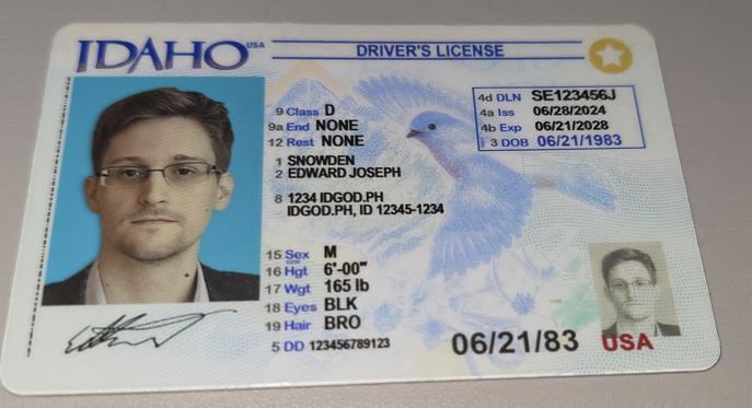 Fake Idaho ID Identical Teslin Material